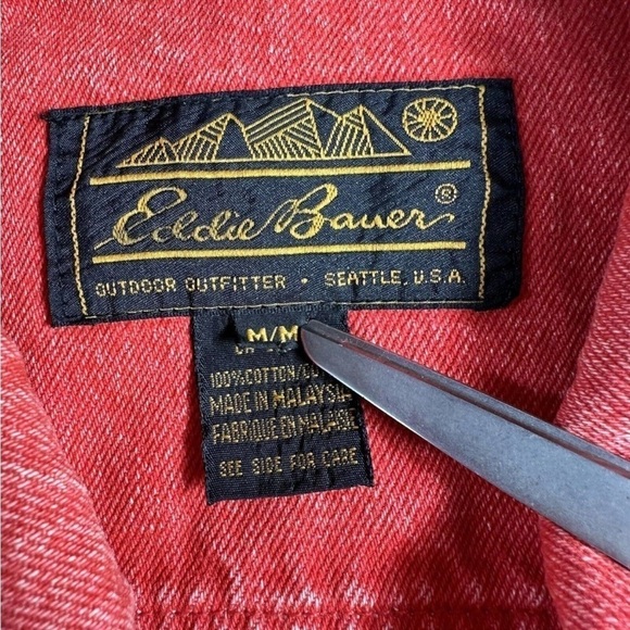 Vintage Eddie Bauer Red denim Jean jacket Sz M - Picture 7 of 7